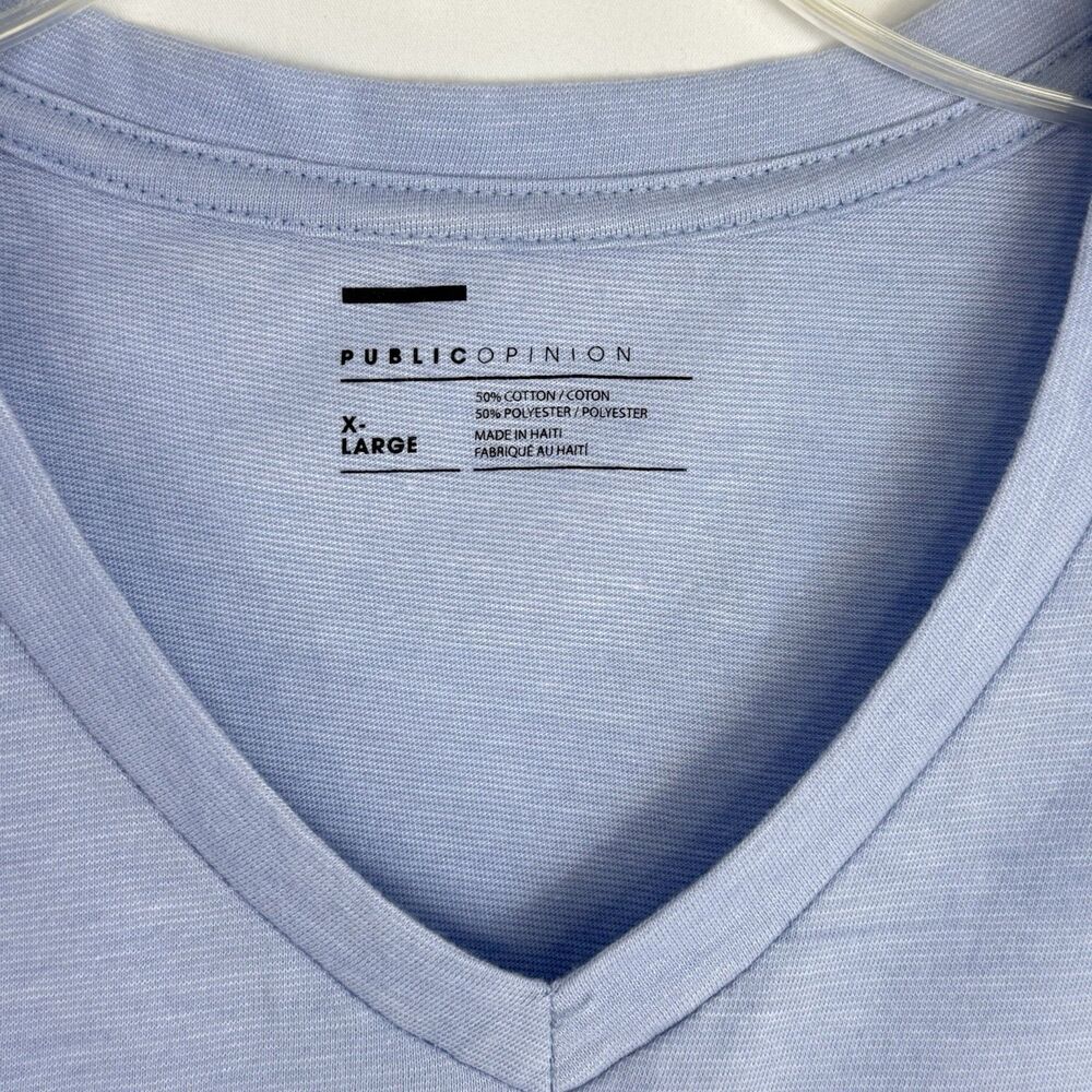 Public Opinion Men's Blue V-Neck T Shirt Tee XL Short Sleeve - Picture 5 of 12
